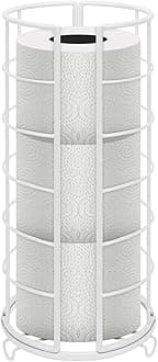 NearMoon Toilet Paper Organizer Stand, Free Standing 3 Rolls Tissue Storage, Metal Bathroom Accessory, Rustproof Toilet Roll Holder for Kitchen Countertop Inside Cabinet Shelf(Metal Base, White)