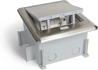 Lew Electric OB-1-SP 屋外用ポップアップフロアボックス GFIコンセント付き、ステンレススチールトップ、プッシュボタンオープン | トップ寸法:6-7/8インチ x 5-11/16インチ