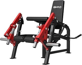 GMWD Leg Extension and Curl Machine, Single Leg Extension, Lying Leg Curl, Standing Leg Curl, Adjustable Leg Exercise Bench with Plate Loaded, Leg Machine Home Gym, Red
