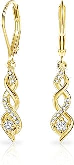 Sterling Silver Drop Dangle Earrings for Women Cubic Zirconia Hanging Dangle Earrings Long Infinity Drop Earring Leverback CZ Earing for Jewelry Gifts