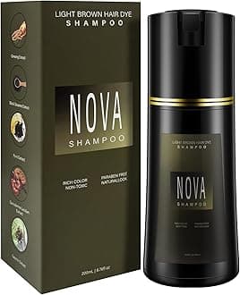 Hair Dye Shampoo & Champu Para Canas - Natural 3-in-1 Instant Gray Coverage for Men & Women (Light brown-200ML)