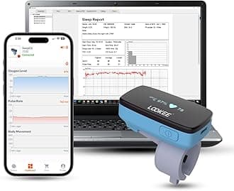 LOOKEE Ring-Pro Wearable Oxygen Monitor with Vibration Reminder for Low O2 - Continuous Pulse Oximeter -Rechargeable Blood Oxygen Saturation Tracker for SpO2 & PR - Free APP & PC Reports