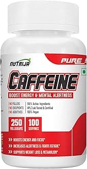 NutriJa Caffeine Powder Pre Workout Supplement - 100 Servings (Mango)