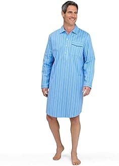 Mens Brushed Cotton Striped Nightshirt Sleepwear