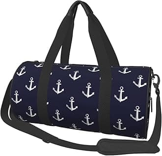 Nautical Anchors Navy Sports Gym Bag Travel Duffel Bag Shoes Compartment For Men Women Foldable Lightweight Yoga Gym Sports Bag