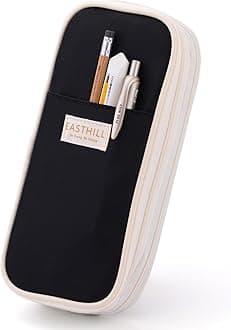 EASTHILL Big Capacity Pencil Case Large Pencil Pouch Stationery Pen Bag for Teen Girls-Black