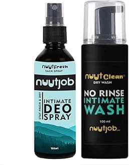 Men’s Intimate Hygiene Combo Pack | No-Rinse Dry Wash & Deo Spray for Men | Activated Charcoal & Plant Extracts | Prevents Odour & Itch | Paraben & Alcohol Free | 200 ml