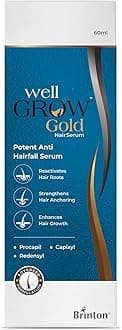 Brinton WellGrow Gold Hair Growth Serum (60mL) Recommended for Men & Women | Control & Repair Hair Fall | Strengthens & Enhances Hair Growth