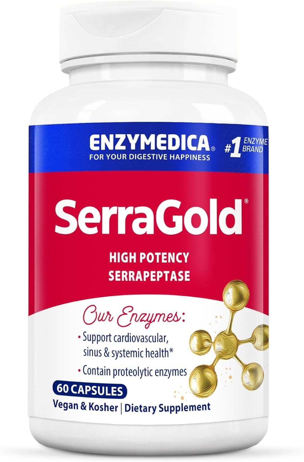 EnzymedicaSerragold High Potency Serrapeptase, 60 Capsules