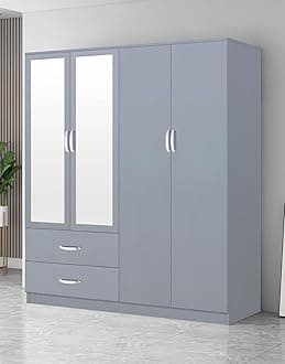 High Gloss 4 Door Wardrobe (Grey)