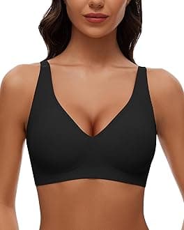 WOWENY Wireless Bras for Women No Underwire Full Coverage Seamless Push Up Bra Comfort Deep V Bralettes with Support