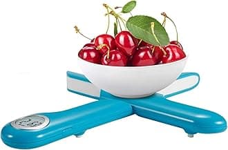 Kitchen Scale, Travel Food Scale, Digital Folding Weighing Scales, Portable Kitchen Scales for Camping Motorhome,11lb/5kg Units in g/lb:oz, Round LCD Display(Blue)