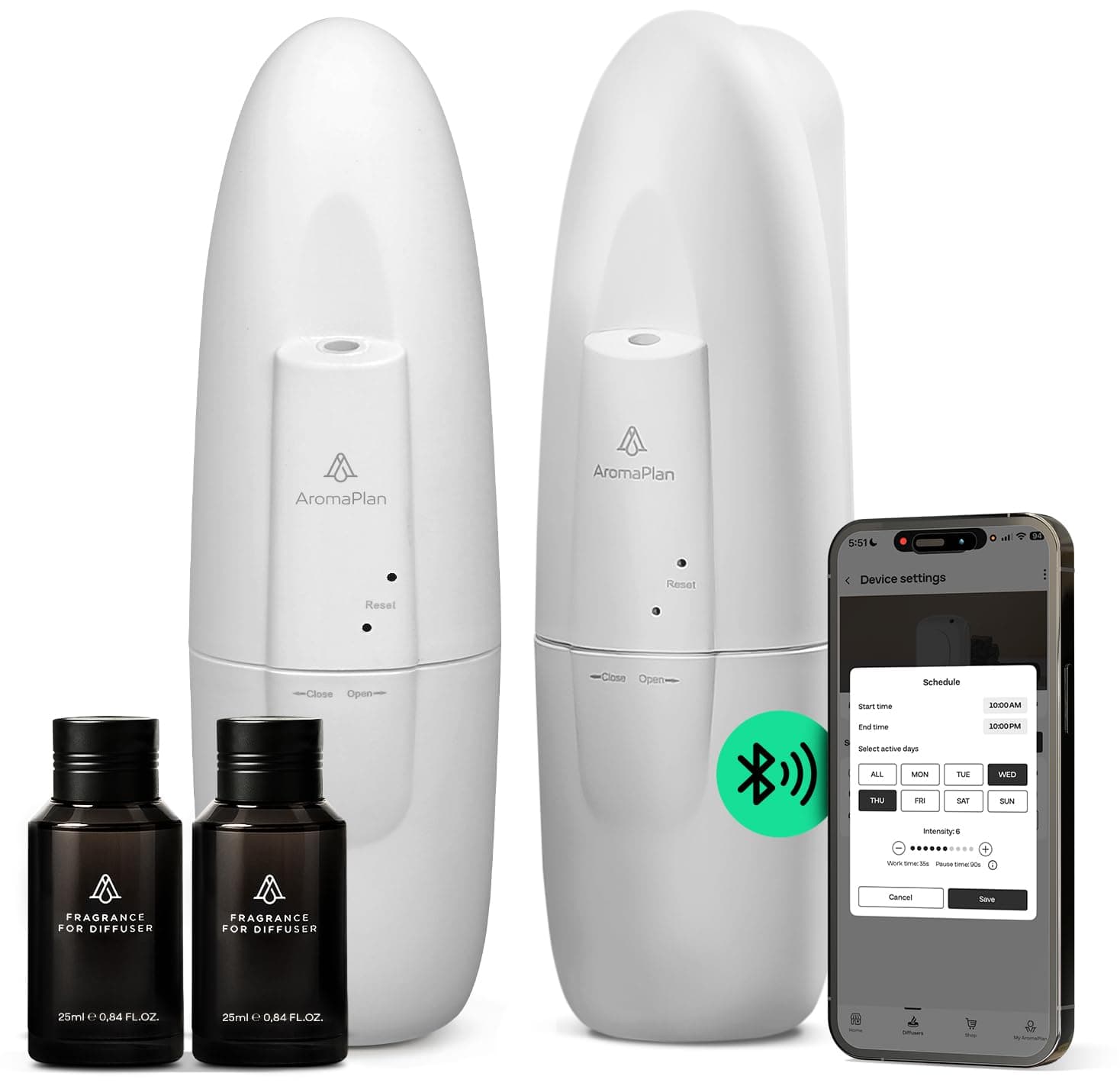 AromaPlan 5 Star Collection Plug in Waterless Diffuser (2 Fragrances Included)-Cold Air & Waterless Diffusers for Home & Office- Silent Wall Diffuser Plug in (2 Devices +2 Scents)