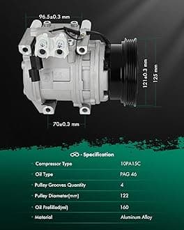 SCITOO AC Compressor Fit for Hyundai Tucson 2.0L 2008-2009, Air Conditioning Compressor for Kia Sportage 2.0L 2008 2009 2010 CO 11374C