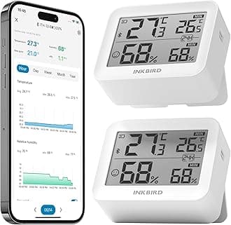 INKBIRD Bluetooth Thermometer Hygrometer 2 Packs Indoor Temperature and Humidity Monitor ITH-13-B Smart Thermo-Hygrometer with APP Control Custom Comfort Level