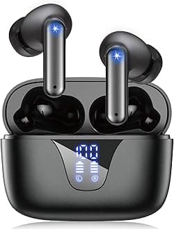 ZIUTY Wireless Earbuds Bluetooth Headphones, 50H Playtime Ear Buds with Mic, LED Digital Display Charging Case, IPX7 Waterproof, Deep Bass Stereo, in-Ear Earphone for iPhone Andriod Phone