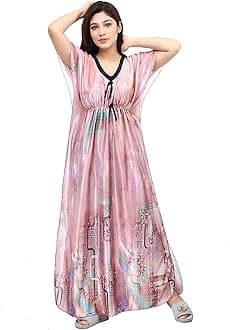 Women's Silk Geometric Print Maxi Nightgown