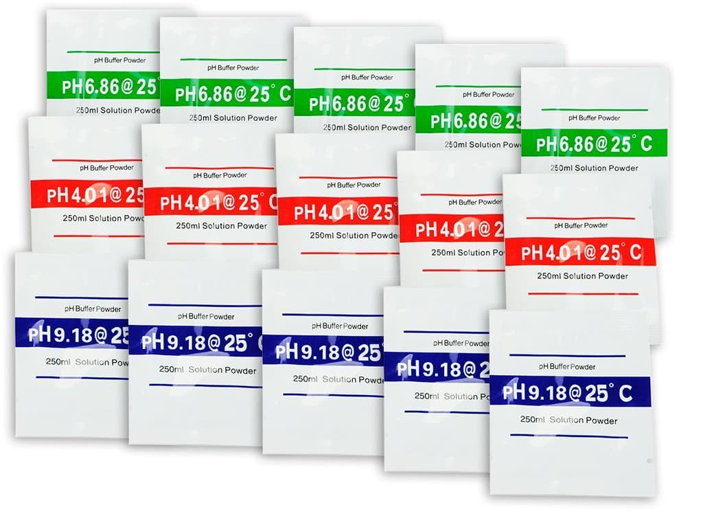 Tests Assured 15-Pack pH Buffer Powder for pH Meters - Work with All Electronic pH Meters - Easy to Use- Water Testing Kit & Wide Range Application - Ensure Accuracy - Stable & pH calibration Solution