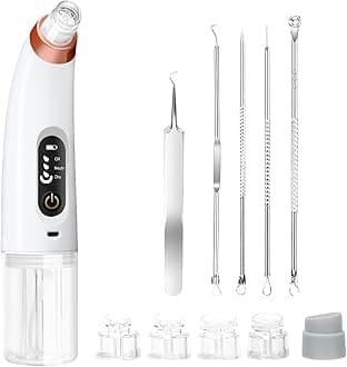 Blackhead Remover Vacuum: Water Cycle Facial Pore Cleaner with 3 Suction Powers 6 Probes & USB Rechargeable, Pore Vacuum Blackhead Extractor Tools,White