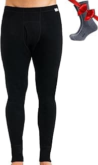 Merino.tech Merino Wool Base Layer Mens Bottom Pants 100% Merino Wool Midweight Thermal Underwear Long Johns + Wool Socks