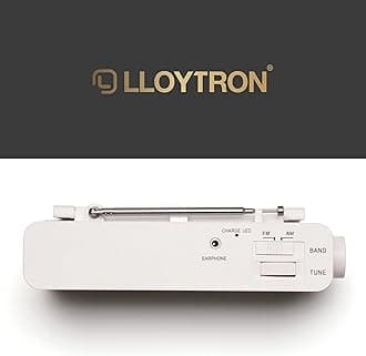 Lloytron® Rhythm Rechargeable Portable AM/FM Radio - Built-in Lithium Battery - Mains or Battery Powered - N2408WH - White