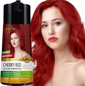 Hair Dye Shampoo 3 in 1 Hair Color Shampoo for Women & Men for Gray Hair Coverage for Instant coloring Champu Para Canas Mujer PPD Free (Cherry Red)