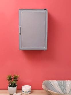 zahab Single Door Storage Bathroom Cabinet with Mirror Grey, 10 x14 inches