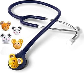 SCIAN Working Stethoscope - 5 Interchangeable Cartoon Heads, Professional Quality for Doctors, Nurses, Clinicians and Home Use with Multiple Colors(Dark Blue)