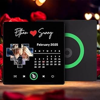 Custom Music Fridge Magnet Personalized Anniversary Wedding Gifts for Couples Women Men Customized Spotify Song Music Player Photo Magnet for Refrigerator, Mothers Day Birthday Gifts for Mom