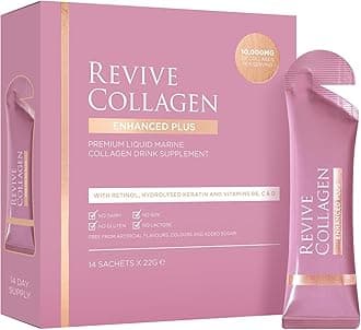 Revive Collagen Enhanced Plus Premium Liquid Marine Collagen Drink Supplement – 22 Fluid Ounces, Tropical Flavor, 10,000mg of Collagen per Shot, 14 Servings, Liquid Collagen for Women and Men