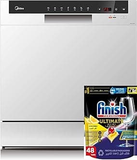 Portable dishwasher with Finish Powerball Ultimate All in One Dishwasher Tablets, Lemon Sparkle, 48 Tabs