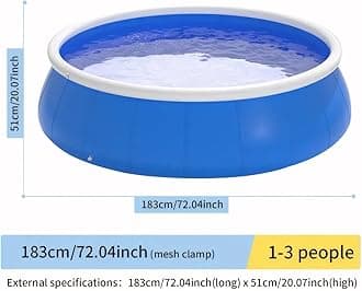 Large Inflatable Pool for Adults and Kids, Round Blow up Pools Above Ground, Oversized Thickened Inflatable Swimming Pool, Top Ring Backyard Pools for Summer Water Party, No Assembly (72 Inch)