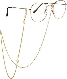 AllenCOCO 18K Gold Plated Triangle Eyeglass Chain Sunglass Retainer Strap Eyewear Retainer Eyeglass Strap Holder for Women