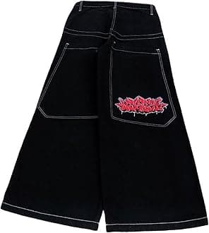 WWricotta JNCO Jeans High Street Embroidered Hip Hop Wide Leg Pants Loose Casual Jeans Boot Cut Jean Women