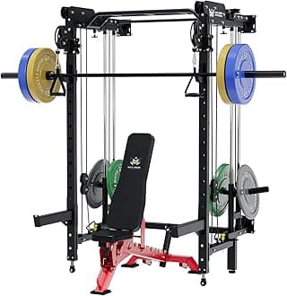 MAJOR FITNESSF35 Folding Power Rack 4-in-1 Home Gym with Cable Pulley System, Multi-Grip Pull-Up Bar, Landmine, 80+ Exercises Space-Saving Gym Equipment Easy Folding for Small Spaces