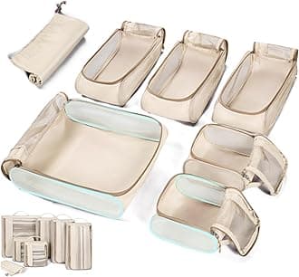 BAGSMART Keep Shape Packing Cubes, 7 Set Packing Cubes for Travel, Lightweight Travel Cubes for Packing, Suitcase Organizer Bags Set for Travel Essentials White Opal