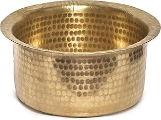 USA Deals 365 Traditional Indian Kitchen Cookware Brass Patila | Pital Bhaguna | Indian Cooking Utensils | Cooking Topia Pot | Pure and Attractive Brass Kitchenware With Lid (Capacity 2 liter)