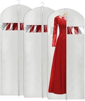 UniviviGarment Bags 60", Dress Bags Covers Long Bridesmaids Dresses, Dust Free Suit Bags Clothes Covers Protector Bags, Dress Covers Garment Bags Full Length for Travel - Grey(3 Pack)