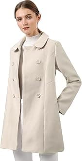 Women's Peter Pan Collar Double Breasted Winter Long Trench Pea Coat