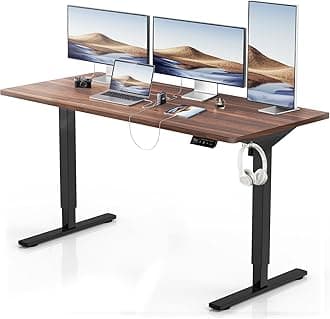 Devoko Electric Standing Desk Height Adjustable Standing Desk 140 x 60 cm, Stand Up Desk for Kids and Adults, Sit Stand Desk Adjustable Height Desk for Home Office (Walnut)