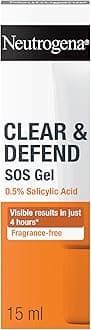 Neutrogena Clear and Defend SOS Gel (15ml), Oil-Free Face Gel for Spot-Prone Skin, with Purifying 0.5% Salicylic Acid to Help Reduce the Appearance of Spots