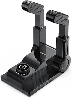 FORLIM Boot Dryer for Work Boots, Shoe Dryer with Heat Blower, Glove Dryer & Boot Warmer - 180° Adjustable Dry Rack - Telescopic Bendable Dry Ports - Intelligent Timer - Black