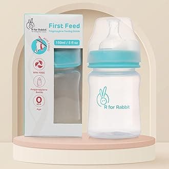 R for Rabbit First Feed 150 ml Baby Feeding PP Bottle with Anti-Colic Wide Neck, BPA Free Soft Silicone Nipple, Milk Feeder for New Born/Infants/Toddler Kids of 0+ Months (Sea Green)