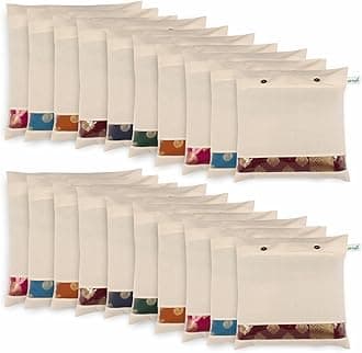 JD FRESH 20 Pcs Cotton Saree Covers/Storage Bags with Zip/Space Saving Bag with Mesh Window/Wardrobe-Cupboard Organizer/Holds 2 to 3 Sarees Each/Cloth Organizer for Travelling(14 X 16 Inch/Brown)