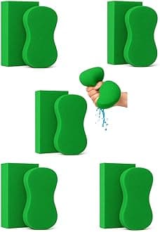 Multi-Purpose Sponges for Cleaning - Green 10 Pack, Large Sponges for Car Washing, Tile & Grout, Bulk Pack Sponge