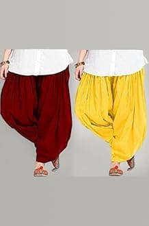 woman's plain cotton patiala salwar combo of 2 (free size) patiala || patiyala || patiala pants || cotton patiala || patiala combo (multicolour)