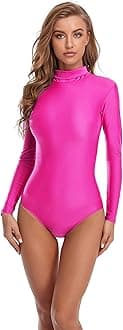 Speerise Long Sleeve Adult Ballet Dance Leotards for Women, S, Hot Pink