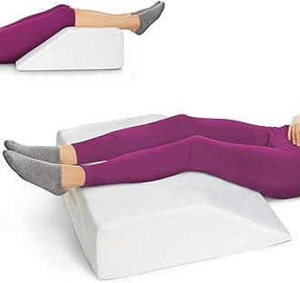 Leg Elevation Pillow for Sleeping - Wedge Pillows for After Surgery | Memory Foam Wedge Pillow for Legs | Relieves Foot and Ankle Injury, Leg, Hip, and Knee Pain, Improves Blood Circulation, 8 Inch