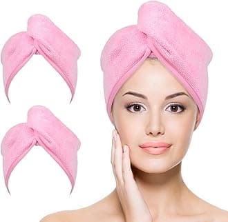 YoulerTex Microfiber Hair Towel Hairs Wrap: 2 Pack 10X26 Hair Dryer Towels for Women Absorbent Turban Twist Drying Shower Cap Curly Hairs Products for Hair's Care Accessories (Pink)