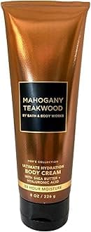 Bath & Body Ultimate Hydration Body Cream with Shea Butter, 8 Oz. - Men's Collection (Full Size, Mahogany Teakwood)